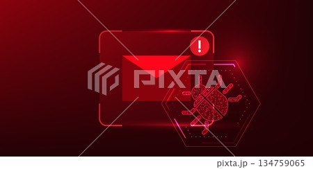 Email Spam Virus Alert Cyber Security Concept, Malware Attack and Phishing Scam Detection, Data Theft Protection, Digital Email Security Warning, Online Threat and Hacking Prevention Background Email Spam Virus Alert Cyber Security Concept, Malware Attack and Phishing Scam Detection, Data Theft Protection, Digital Email Security Warning, Online Threat and Hacking Prevention Background 134759065