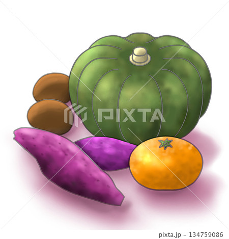 いろんな種類の秋野菜 134759086
