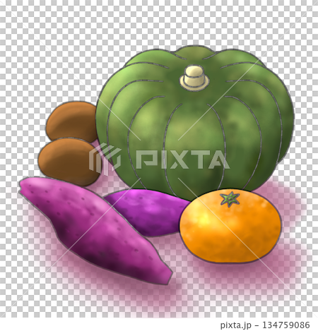 いろんな種類の秋野菜 134759086