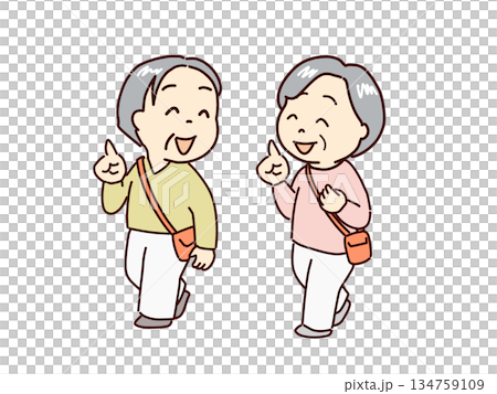 元気に出かける高齢者、お喋りを楽しむ 元気に出かける高齢者、お喋りを楽しむ 134759109