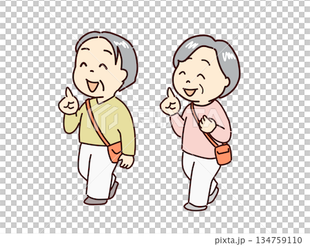 元気に出かける高齢者、お喋りを楽しむ 134759110