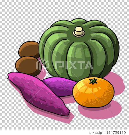 秋の野菜と果物 秋の野菜と果物 134759130