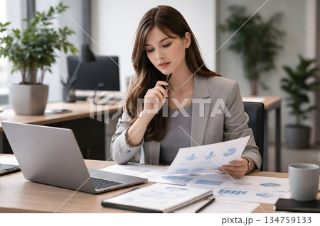 資料を照合するデータ分析の女性 134759133