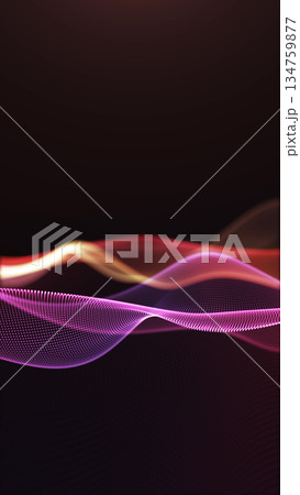 Vertical neon red and orange gradient wave with smooth flowing energy lines. Vibrant abstract background for modern design, music visuals, posters and digital compositions. 134759877