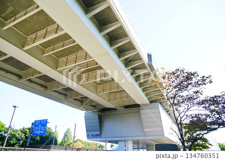 高架上にある舎人ライナー舎人公園駅 高架上にある舎人ライナー舎人公園駅 134760351