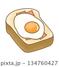目玉焼きとベーコンのトーストのイラスト（茶） 134760427
