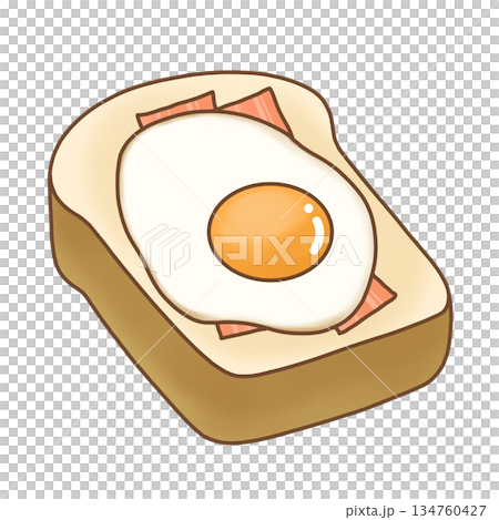 煎蛋培根吐司插圖（棕色） 134760427