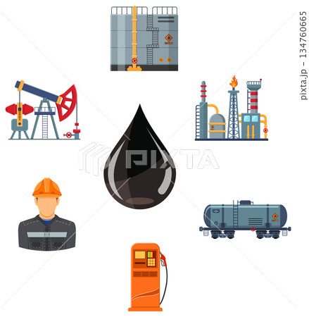 Oil industry Flat Icons Set 134760665