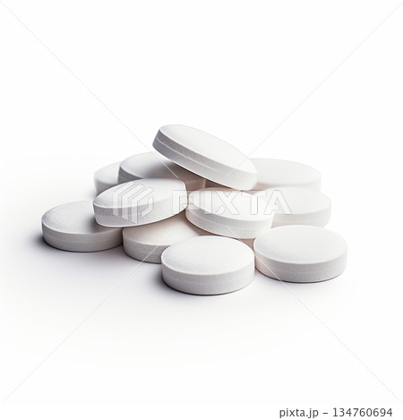 Pile of Round White Pills on a White Background Healthcare and Medicine Concept,isolated Pile of Round White Pills on a White Background Healthcare and Medicine Concept,isolated 134760694