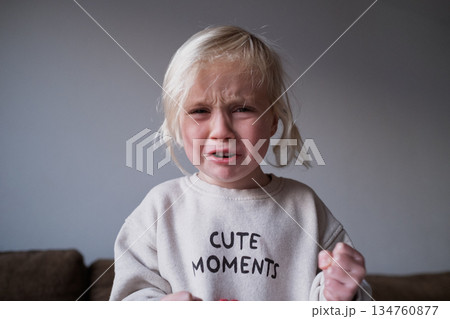 Little 4 Year Old Blonde Girl Crying Bitterly 134760877