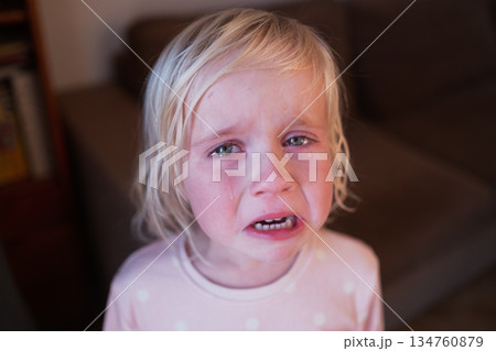Little 4 Year Old Blonde Girl Crying Bitterly Little 4 Year Old Blonde Girl Crying Bitterly 134760879