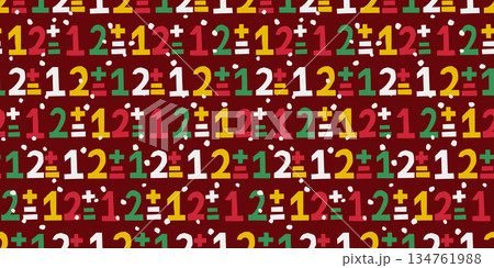 ポップで楽しい数字と記号のシームレスパターンデザイン 134761988