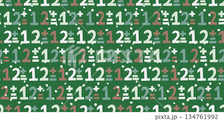 ポップで楽しい数字と記号のシームレスパターンデザイン ポップで楽しい数字と記号のシームレスパターンデザイン 134761992