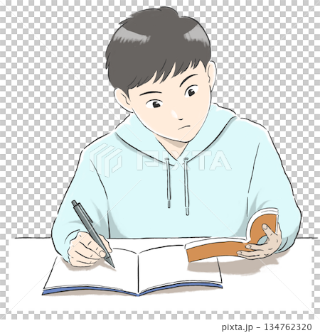 一個男孩學習的插圖 一個男孩學習的插圖 134762320