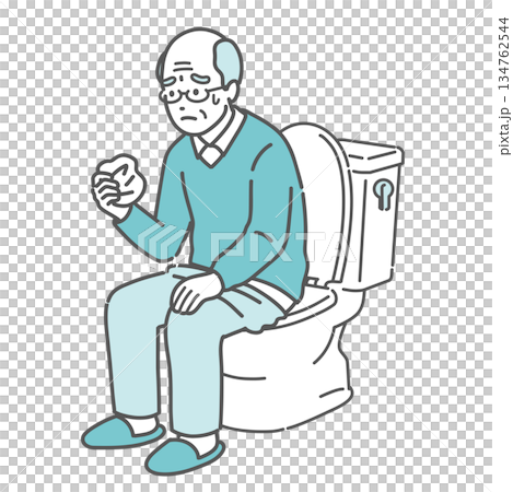 圖說：一位老人檢查衛生紙上是否有血便或其他異常狀況（自我檢查，焦慮） 134762544