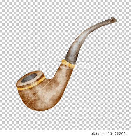 Vintage smoking pipe illustration, isolated, hand painted watercolor clipart. Perfect for Irish folklore art, rustic designs, heritage themes, and classic illustrations Vintage smoking pipe illustration, isolated, hand painted watercolor clipart. Perfect for Irish folklore art, rustic designs, heritage themes, and classic illustrations 134762654