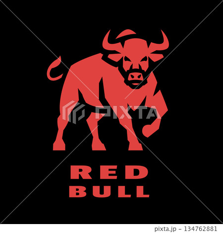 Silhouette of an aggressive bull, on dark background. Silhouette of an aggressive bull, on dark background. 134762881