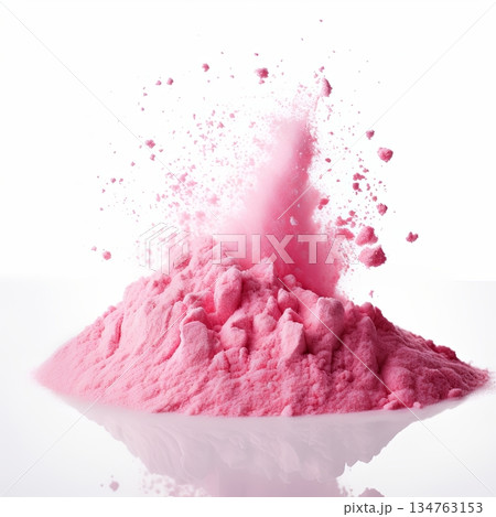 Explosion of Pink Powder Abstract Beauty and Vibrant Color, Isolated on White Background 134763153