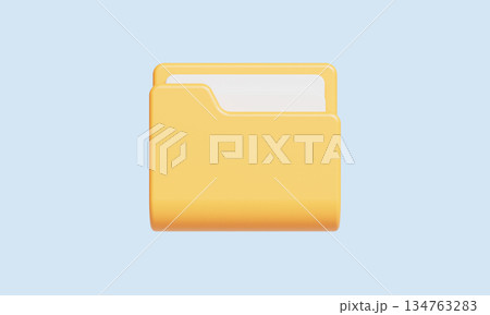Yellow Folder Icon for File Data Storage. 3D Rendering. 134763283