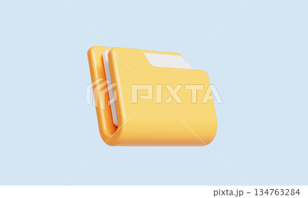 Yellow Folder Icon for File Data Storage. 3D Rendering. 134763284
