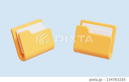 Yellow Folder Icon for File Data Storage. 3D Rendering. 134763285