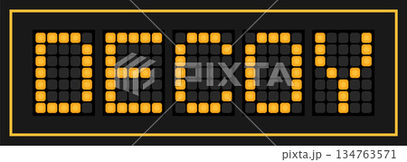 Orange color led banner in word decoy on black background Orange color led banner in word decoy on black background 134763571