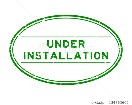 Grunge green under installation word oval rubber seal stamp on white background 134763605