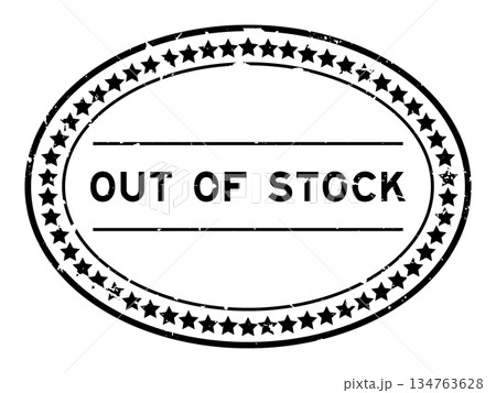 Grunge black out of stock word oval rubber seal stamp on white background 134763628