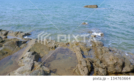 High Angle View of Coastal Rocks and Natural Tide Pools High Angle View of Coastal Rocks and Natural Tide Pools 134763664