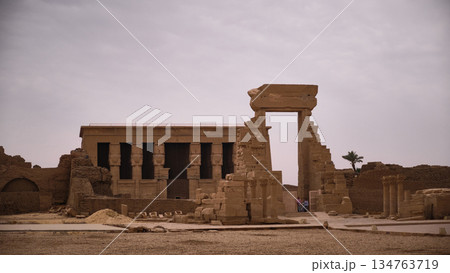 Ancient Egyptian Temple Ruins with Monumental Gate Ancient Egyptian Temple Ruins with Monumental Gate 134763719