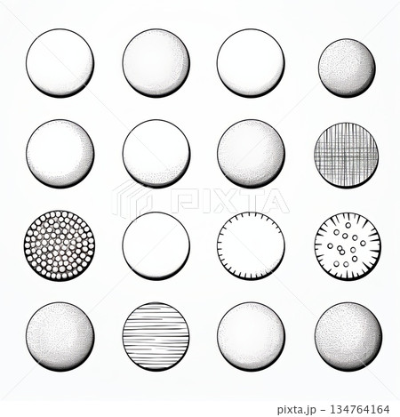 Variety of Round Wood Slices with Unique Grain Patterns for Crafts and Design Projects 134764164