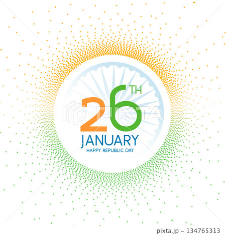 26th january indian republic day greeting background with tricolor dotted effect 26th january indian republic day greeting background with tricolor dotted effect 134765313