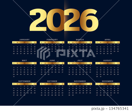 blue golden 2026 event planner calendar template in premium style 134765341