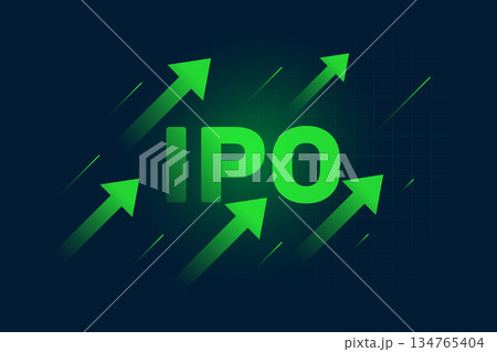 ipo initial public offering concept background with growth arrow 134765404