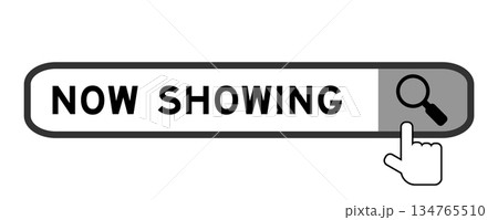 Search banner in word now showing with hand over magnifier icon on white background Search banner in word now showing with hand over magnifier icon on white background 134765510