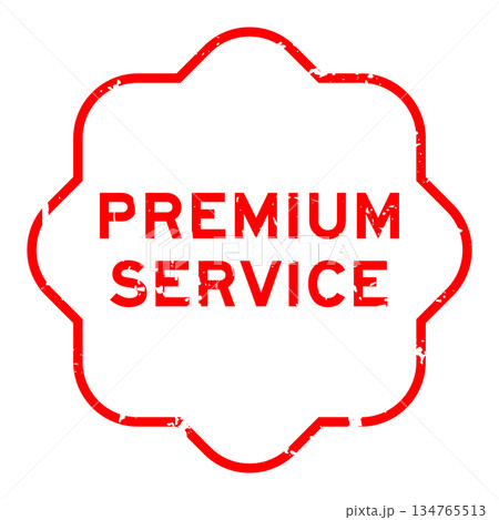 Grunge red premium service word square rubber seal stamp on white background 134765513
