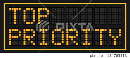 Orange color led banner in word top priority on black background 134765518