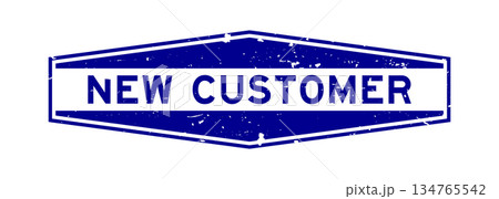 Grunge blue new customer word hexagon rubber seal stamp on white background Grunge blue new customer word hexagon rubber seal stamp on white background 134765542