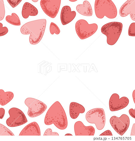 Pink hearts seamless pattern frame. Valentines day design element. Vector isolated illustration Pink hearts seamless pattern frame. Valentines day design element. Vector isolated illustration 134765705