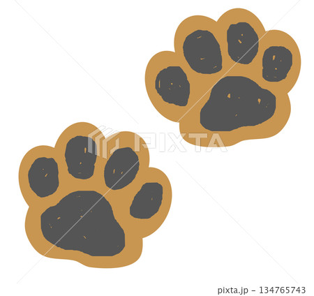 猫や犬の可愛いペットが歩いた肉球の形の足型 猫や犬の可愛いペットが歩いた肉球の形の足型 134765743