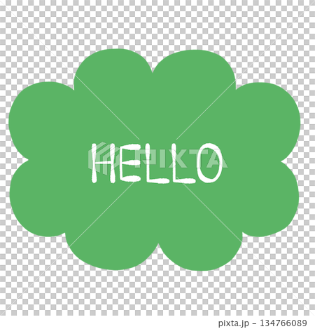 Green speech bubble HELLO Green speech bubble HELLO 134766089