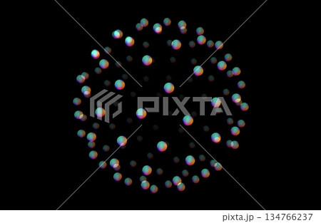 黒背景の玉の集まり 134766237