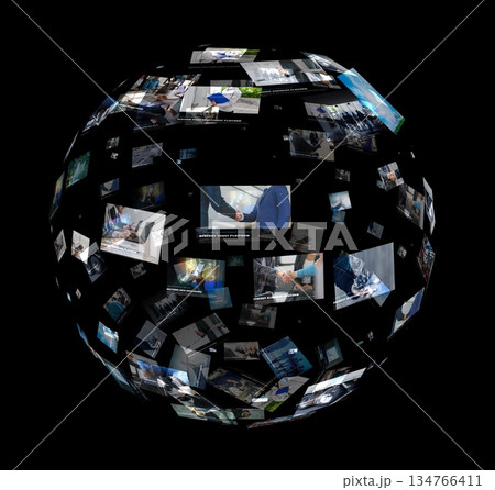 球体に集まるビジネス画像 球体に集まるビジネス画像 134766411