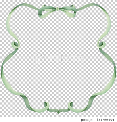 Hand-painted watercolor illustration of a bow frame. 134766454