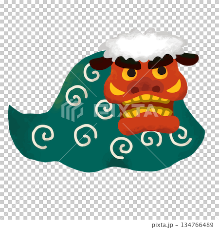 かわいい手描きの獅子舞のイラスト 134766489