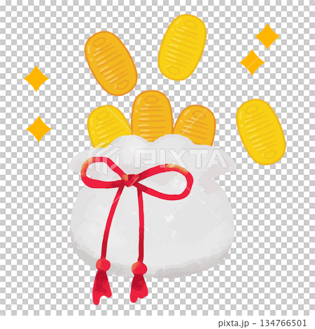 大小硬幣的可愛插圖 134766501