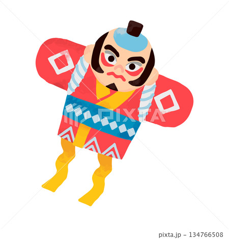 かわいい凧上げのイラスト 134766508