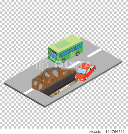 Road collapse accident 134766731