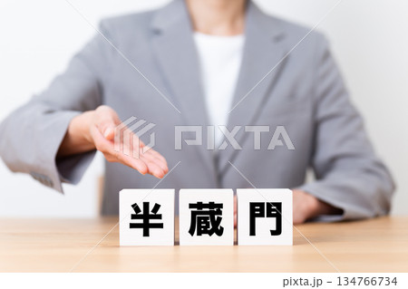 半蔵門のブロックとスーツを着たミドル女性ビジネスウーマン 134766734