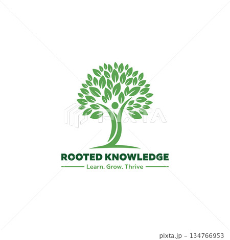 Rooted Knowledge Tree Logo with Human Trunk Education Concept Vector Illustration 134766953